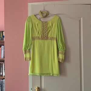 Vintage 1960s Lime green chiffon Go Go dress